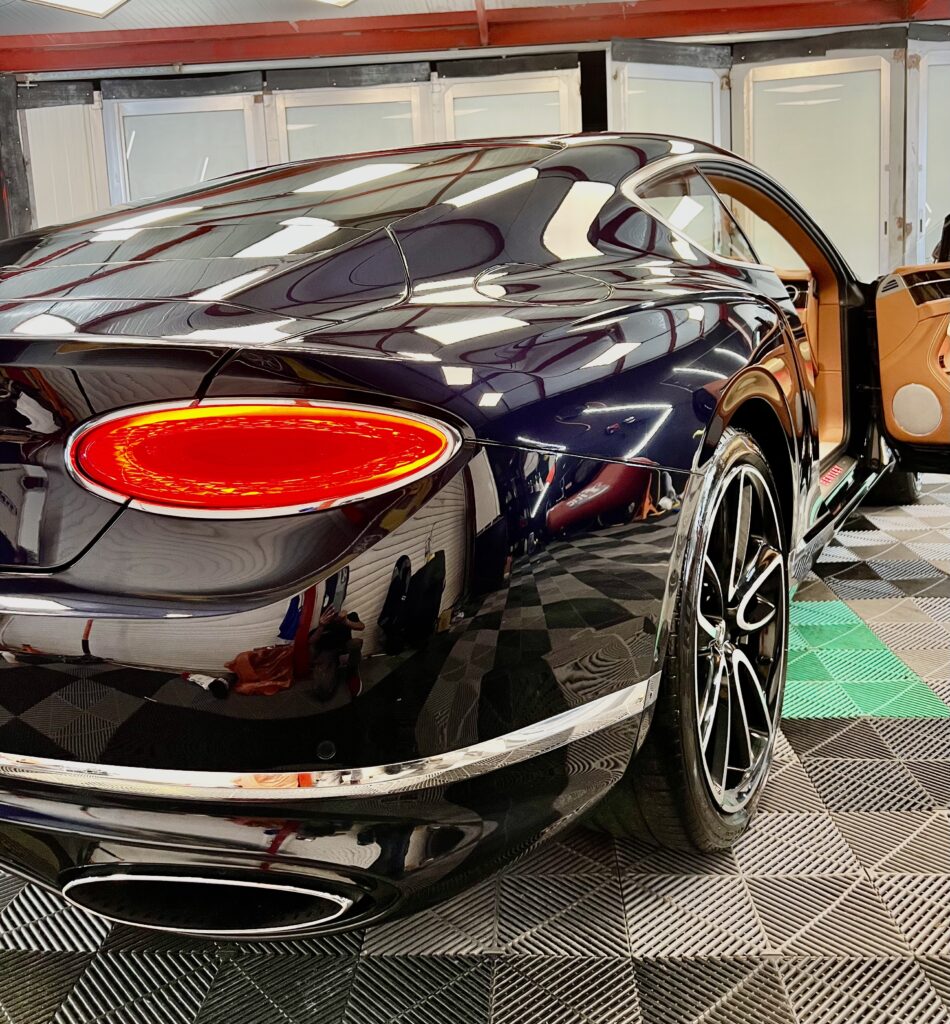 Bentley Continental GT full interior detailing & ceramic coating the precocious hand made interior have been cleaned with ph neutral chemicals and protected with special ceramic coating for leathers that repels the dirt build up and also create a very smooth surface to reduce the friction to minimize the wear and tear of leathers
