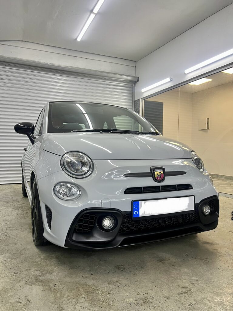 Fiat Abarth 595 full detailing & ceramic coating to paint, glass, wheels, engine bay leathers, wheels arches